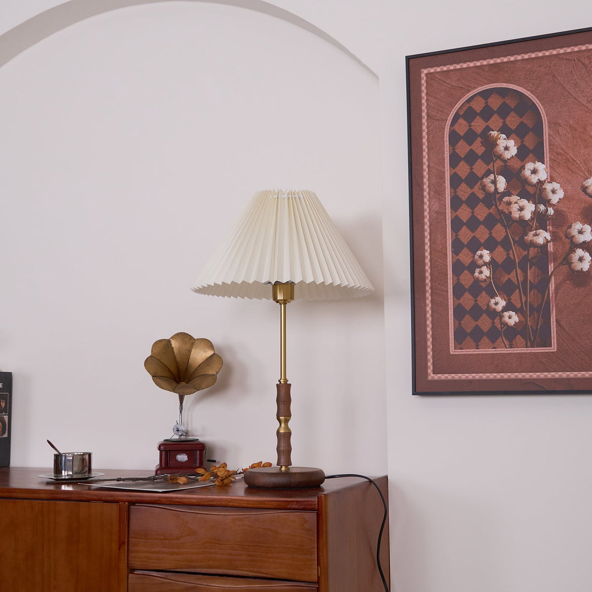 Accordion Pleat Walnut Table Lamp — product view 11