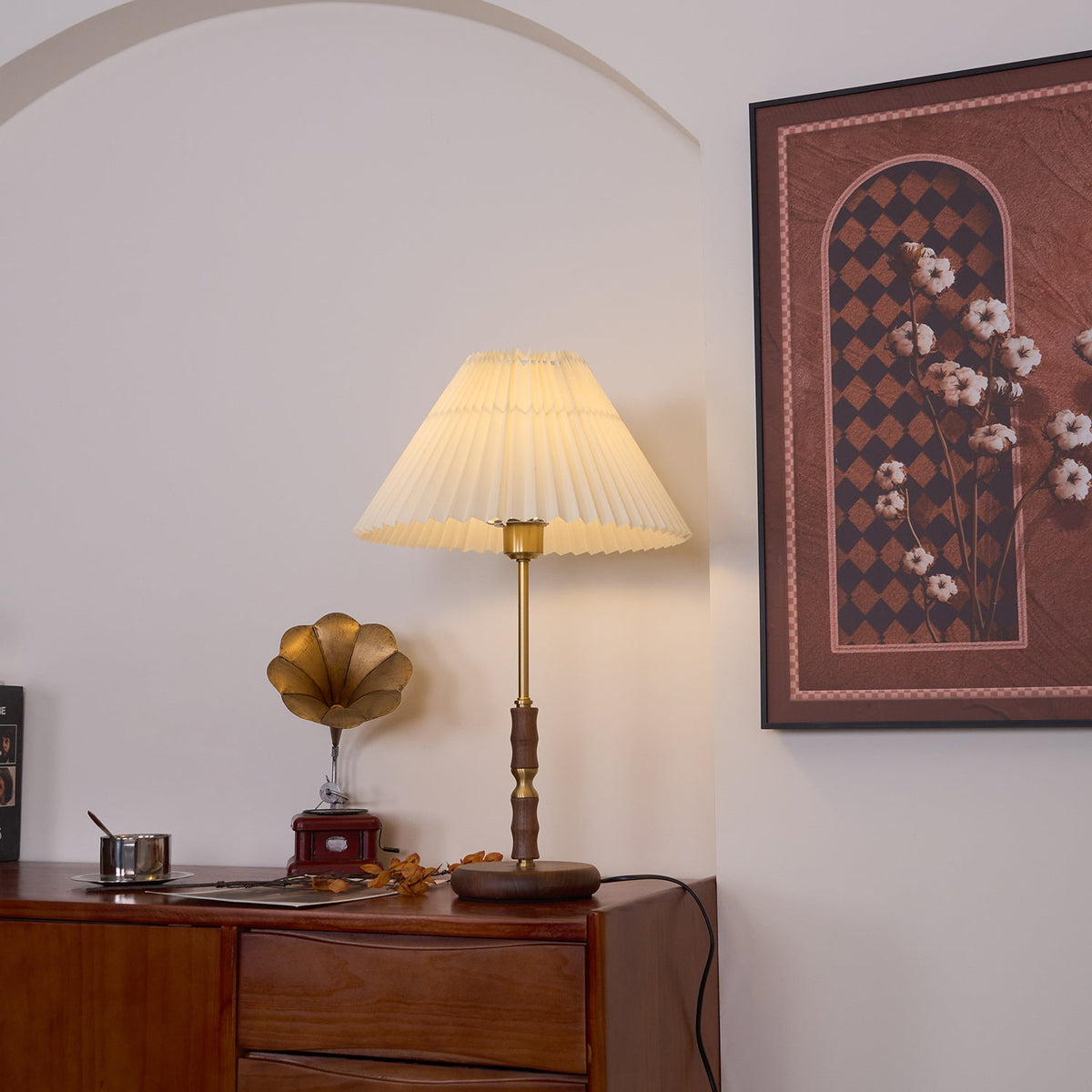Accordion Pleat Walnut Table Lamp — product view 12