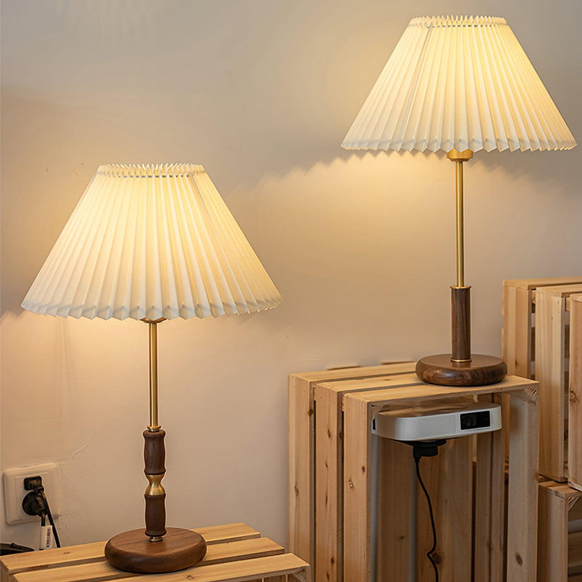 Accordion Pleat Walnut Table Lamp — product view 13