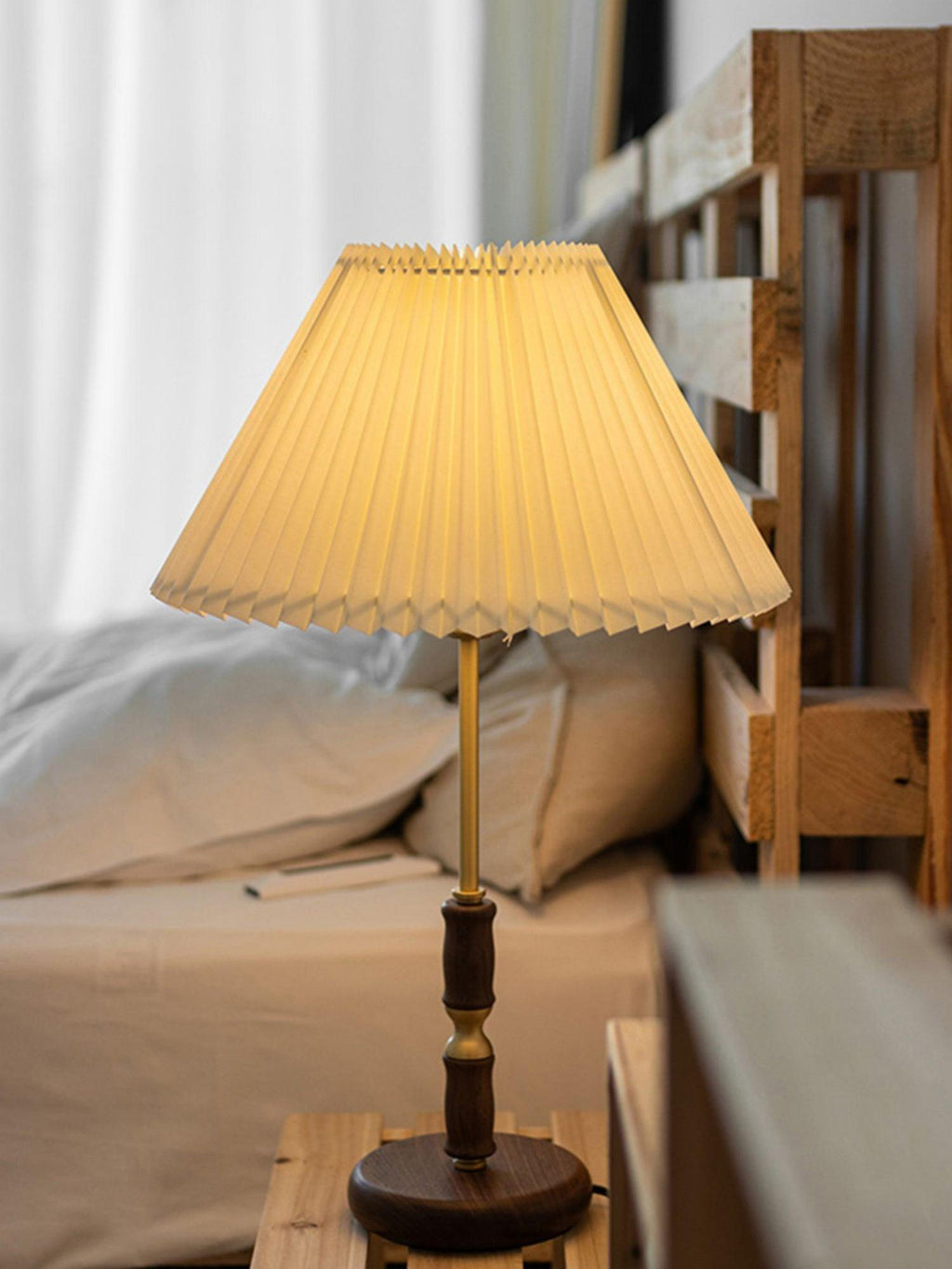 Accordion Pleat Walnut Table Lamp — product view 14