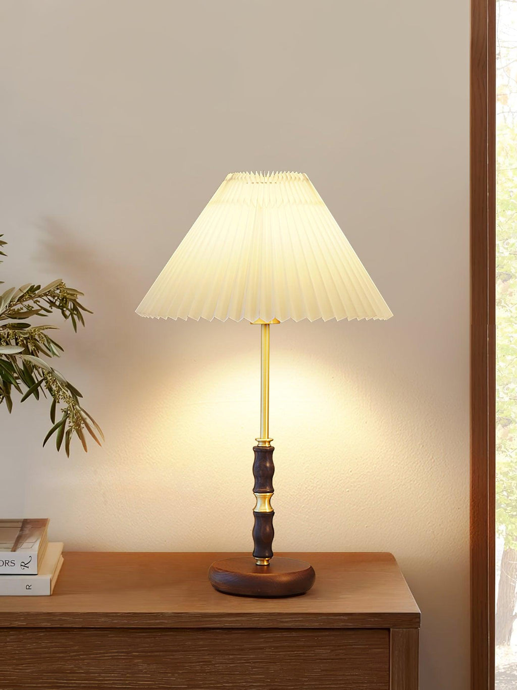 Accordion Pleat Walnut Table Lamp — product view 16