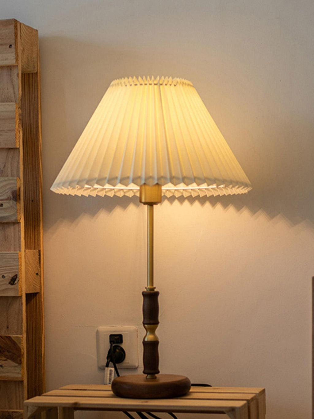 Accordion Pleat Walnut Table Lamp — product view 17
