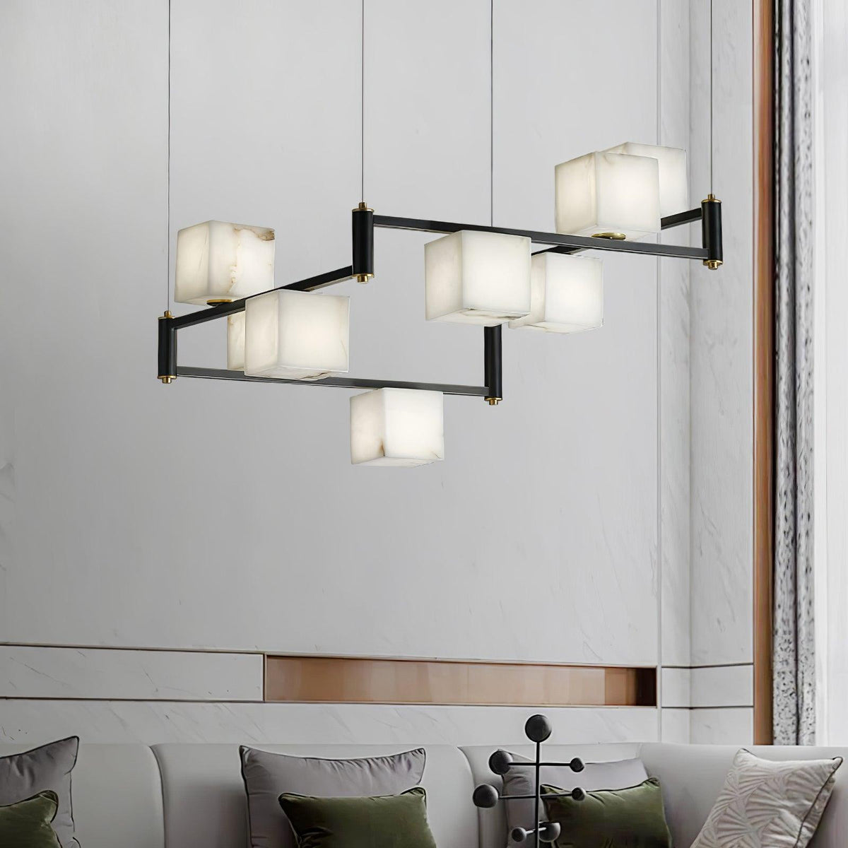 Alabaster Square Box Chandelier – product view 2