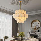 Alabaster Shell Brass Chandelier – product view 2