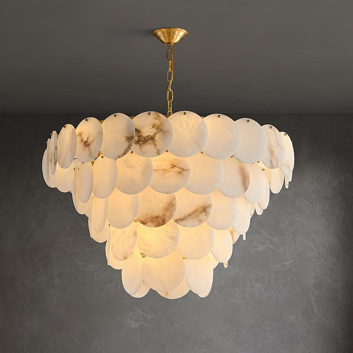 Alabaster Shell Brass Chandelier – product view 18