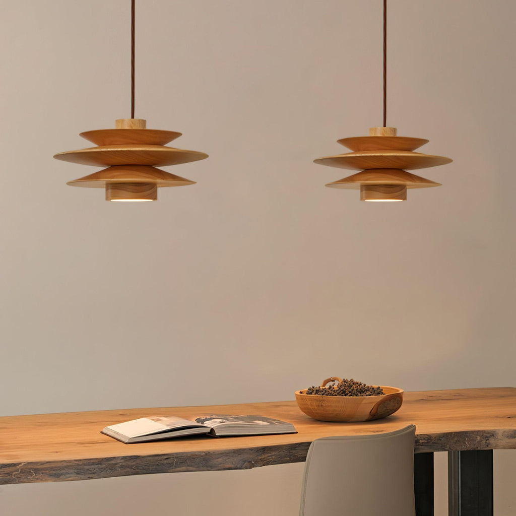 Cascade Wooden Disc Pendant Lamp – product view 4