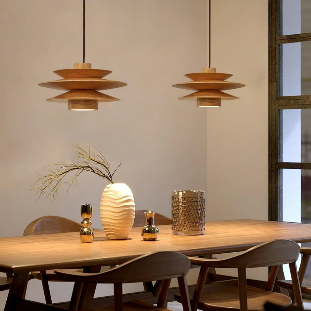 Cascade Wooden Disc Pendant Lamp – product view 5