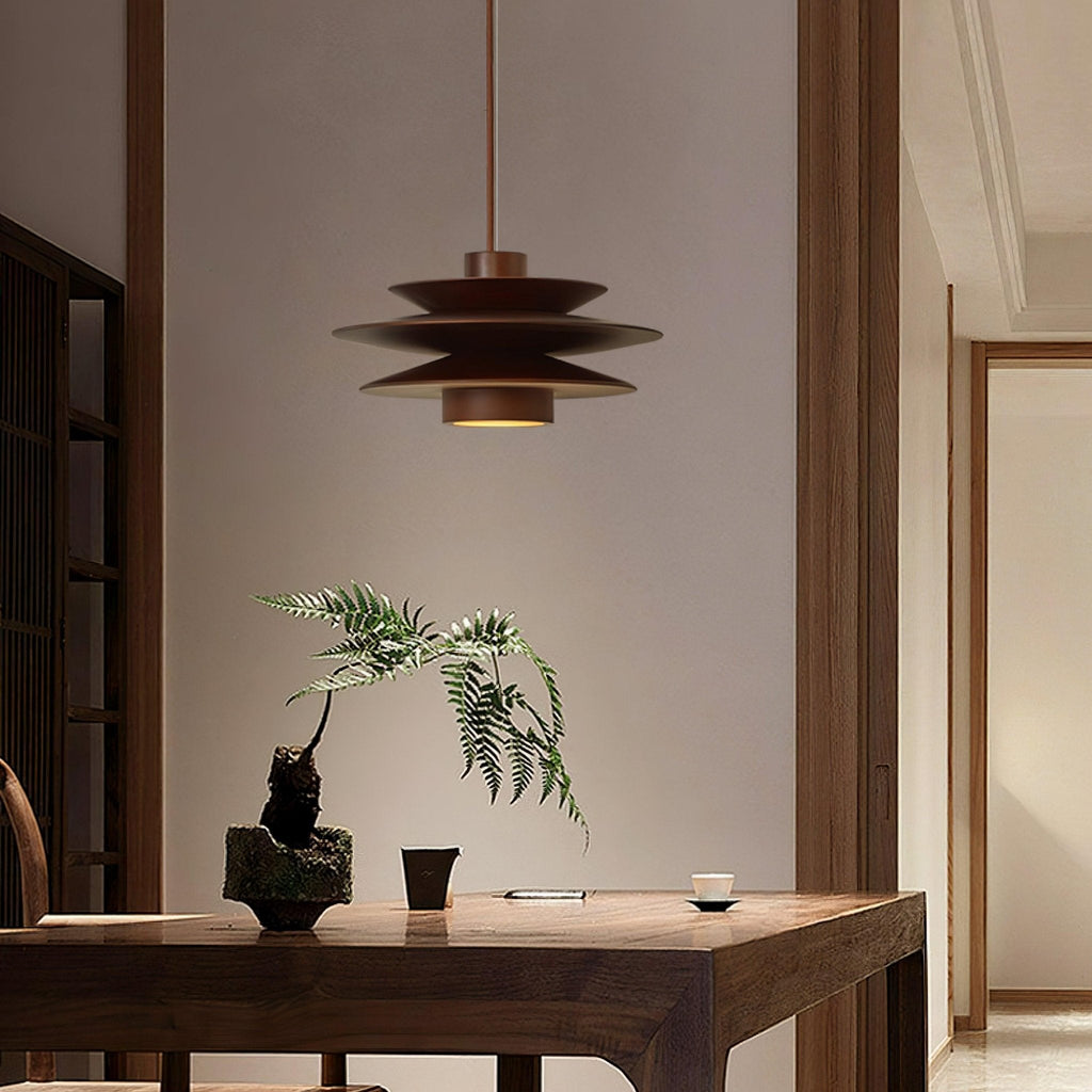 Cascade Wooden Disc Pendant Lamp – product view 6