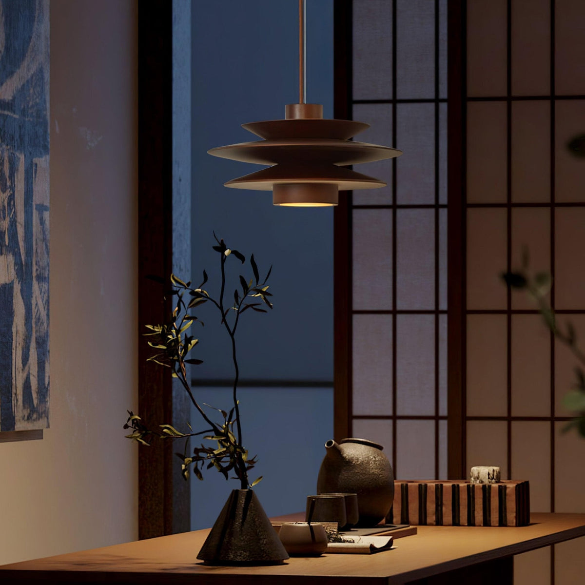 Cascade Wooden Disc Pendant Lamp – product view 13