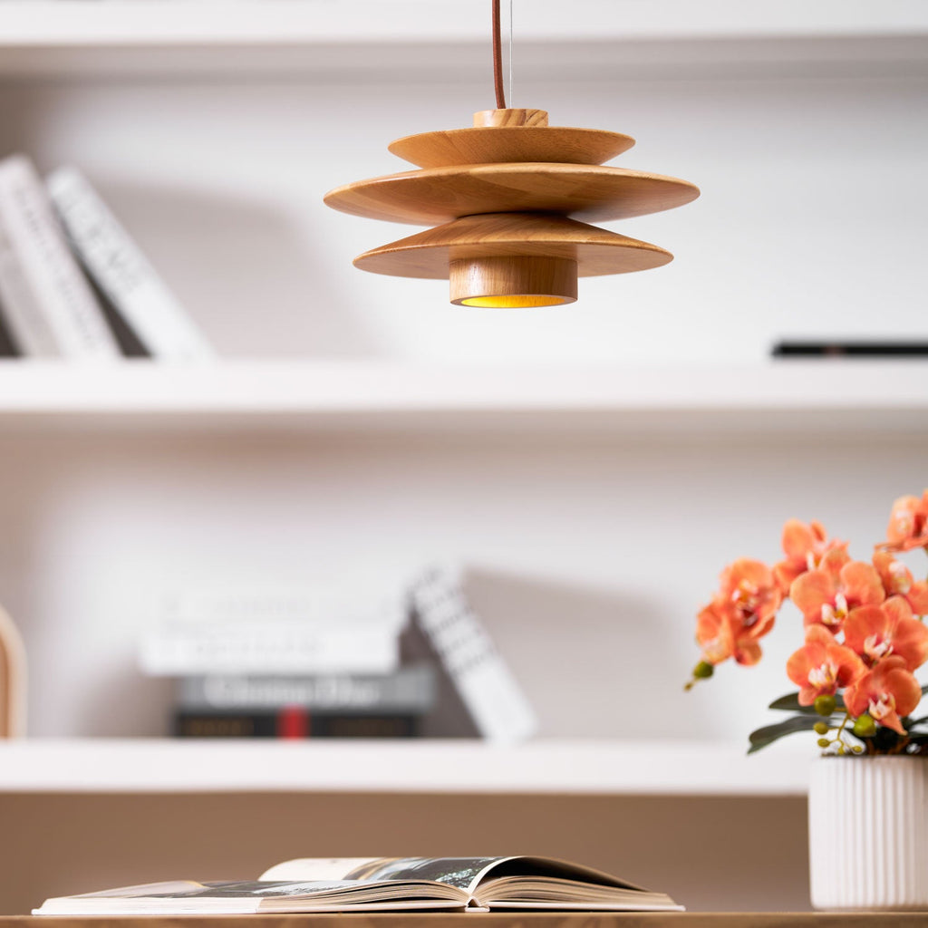 Cascade Wooden Disc Pendant Lamp – product view 19