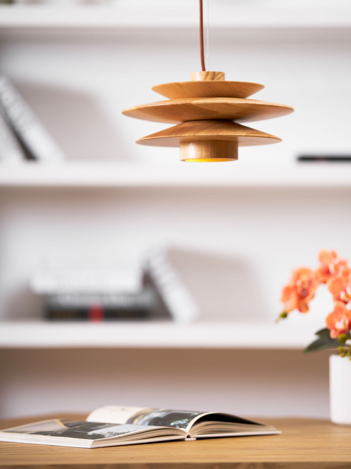 Cascade Wooden Disc Pendant Lamp – product view 20