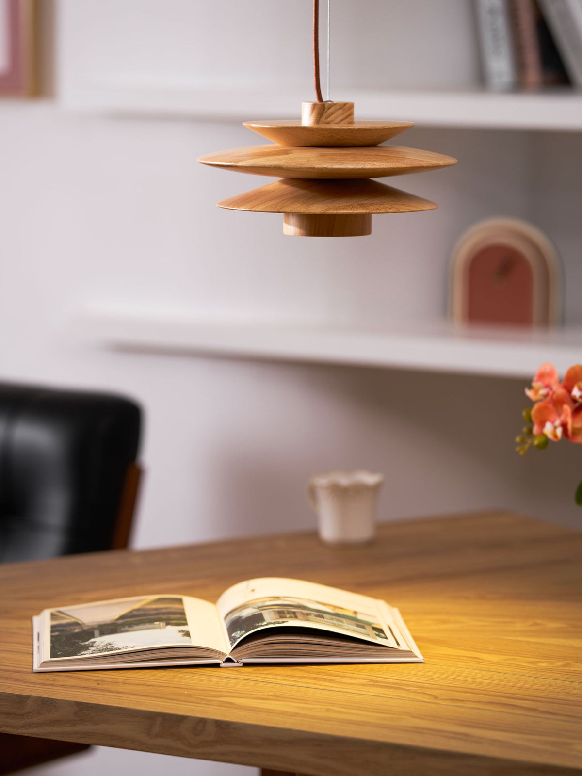 Cascade Wooden Disc Pendant Lamp – product view 25