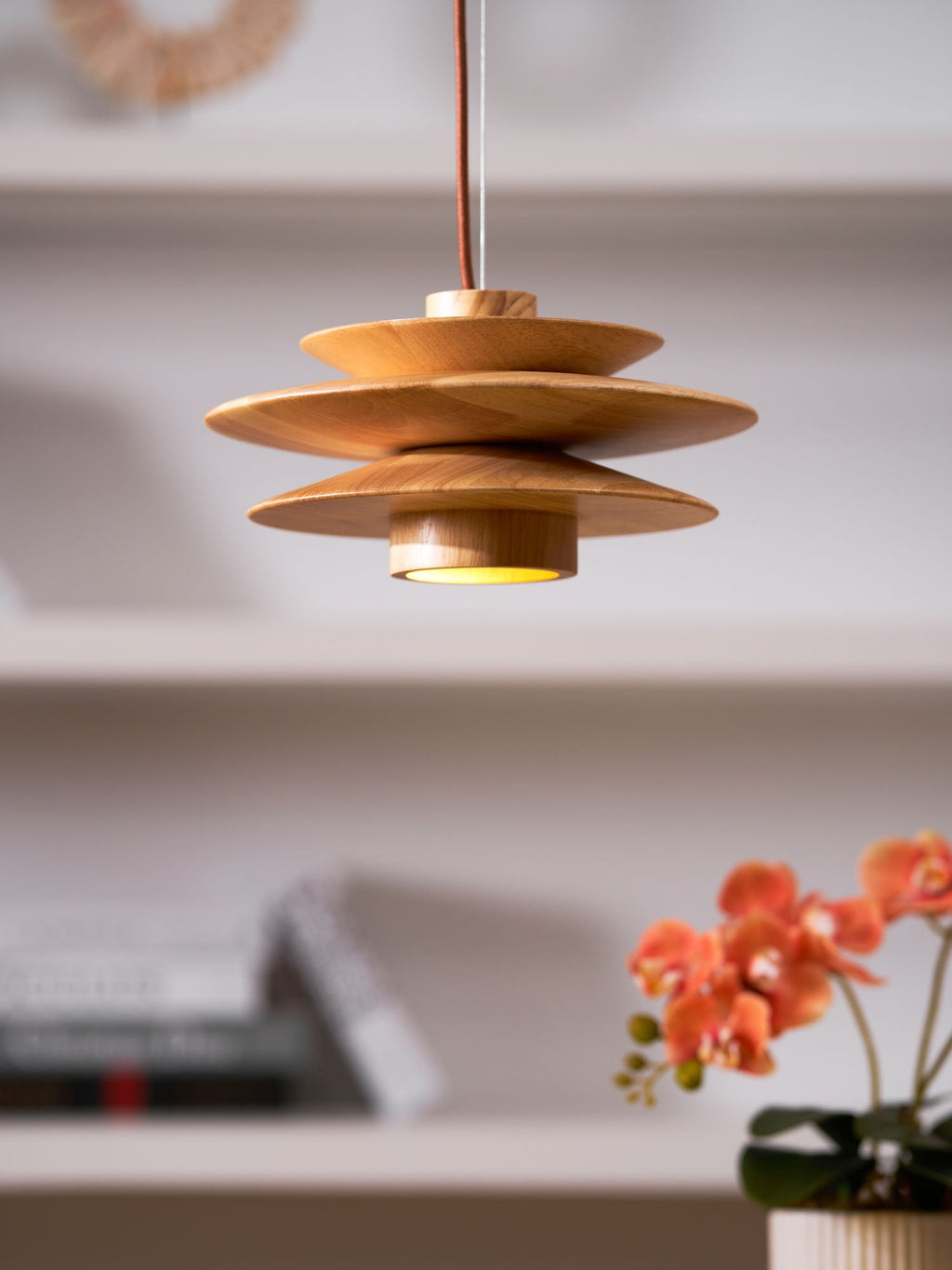 Cascade Wooden Disc Pendant Lamp – product view 26