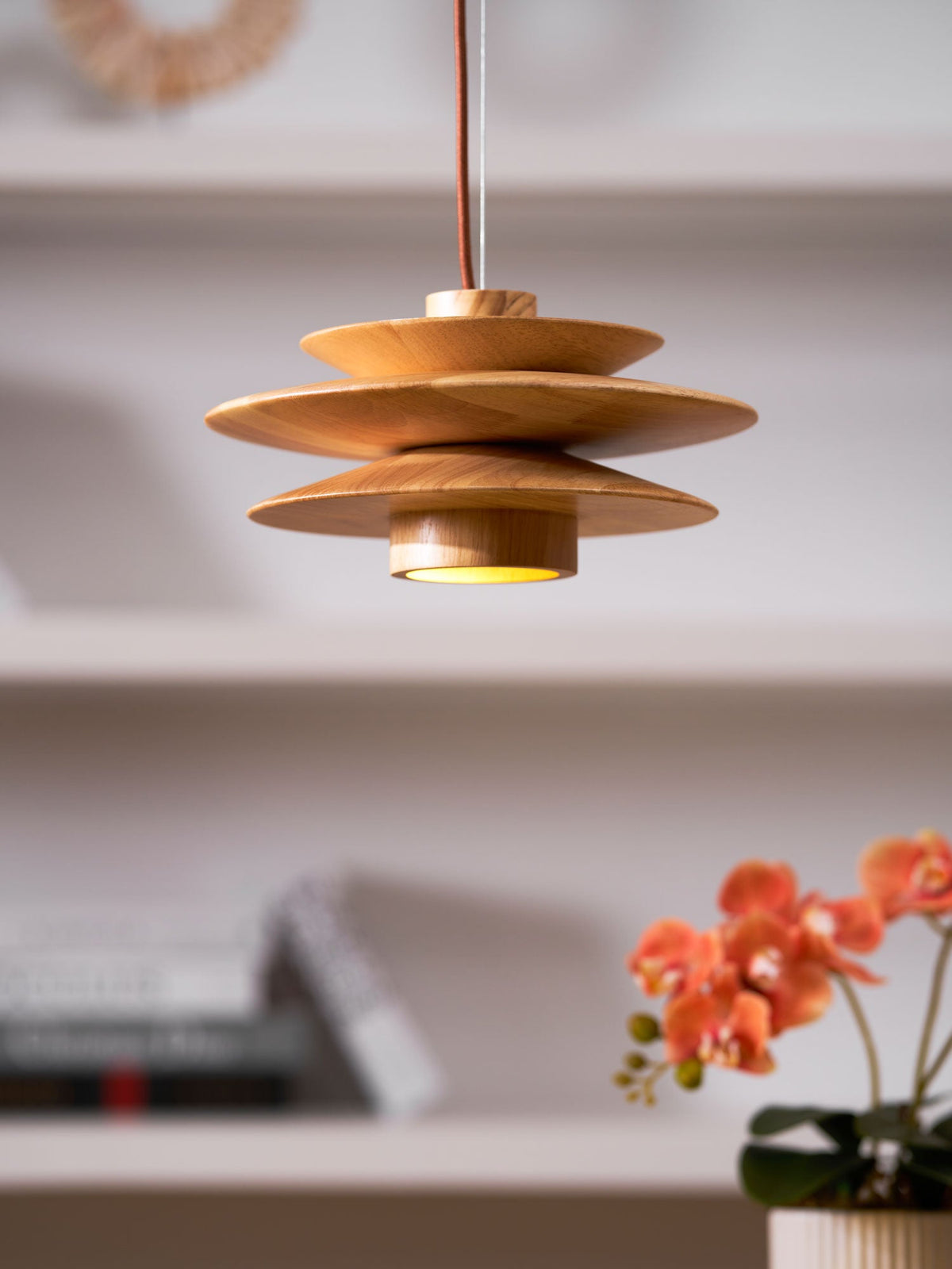 Cascade Wooden Disc Pendant Lamp – product view 26