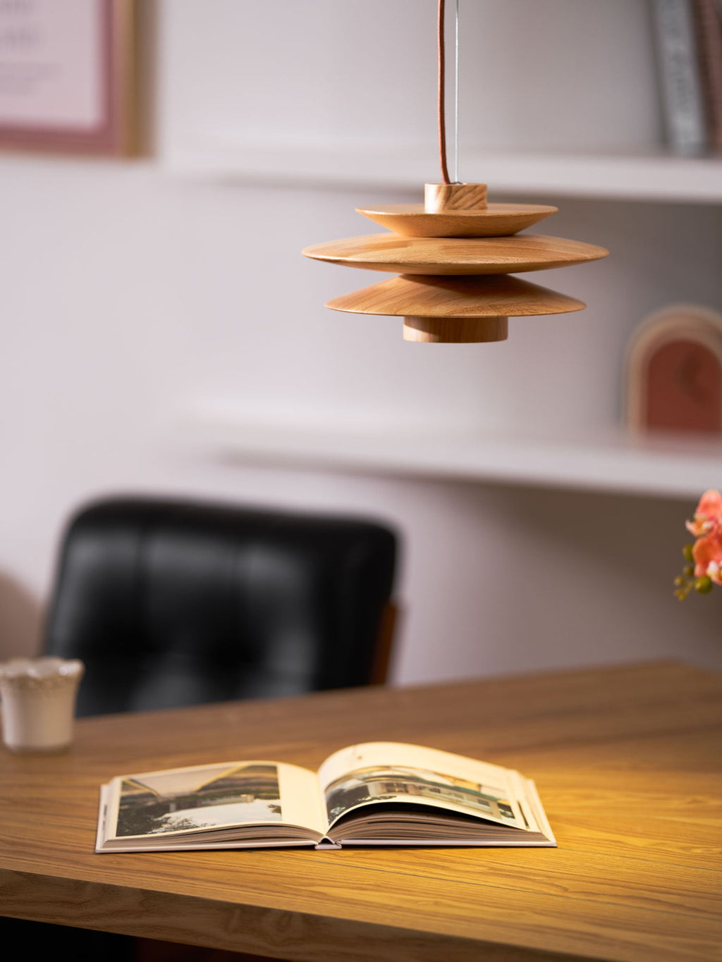 Cascade Wooden Disc Pendant Lamp – product view 27