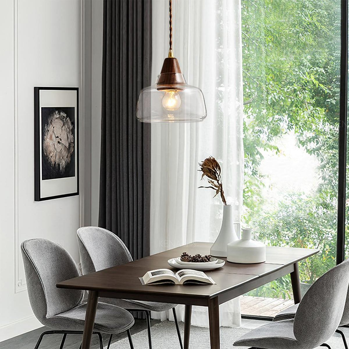 Walnut Glass Pendant Lamp — product view 3