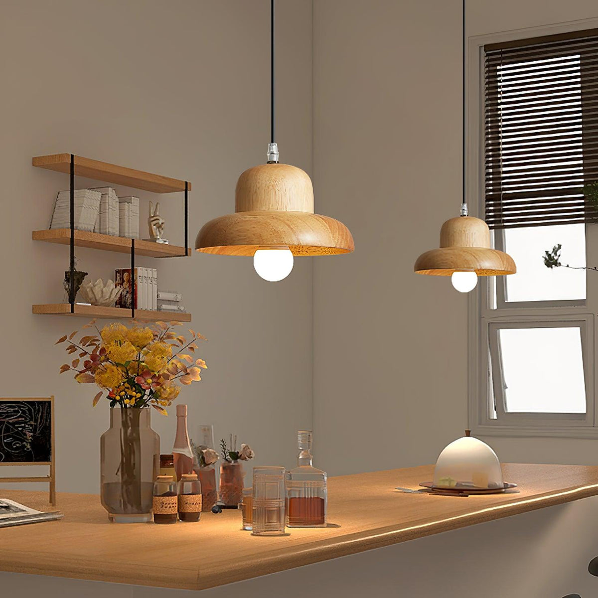 Wood Hat Pendant Lamp — product view 2