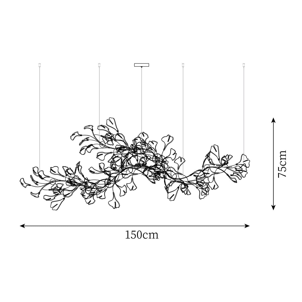 Gingko Long Version Metal Chandelier — product view 5