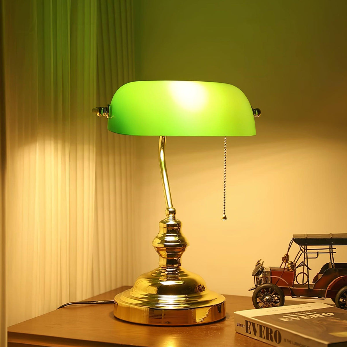 Vintage Bankers Glass Table Lamp — product view 5