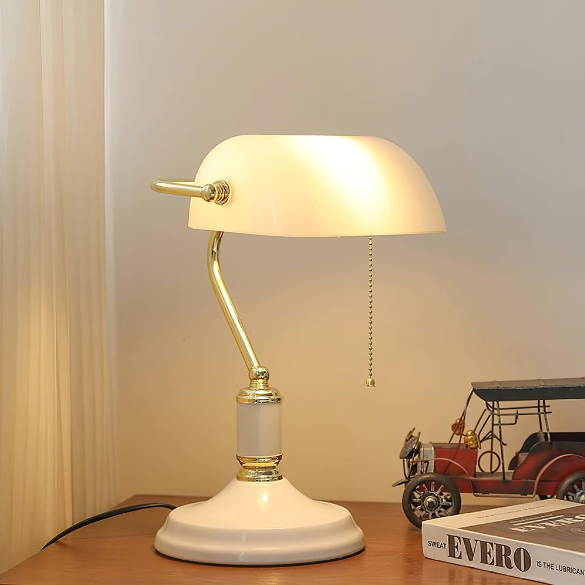 Vintage Bankers Glass Table Lamp — product view 7