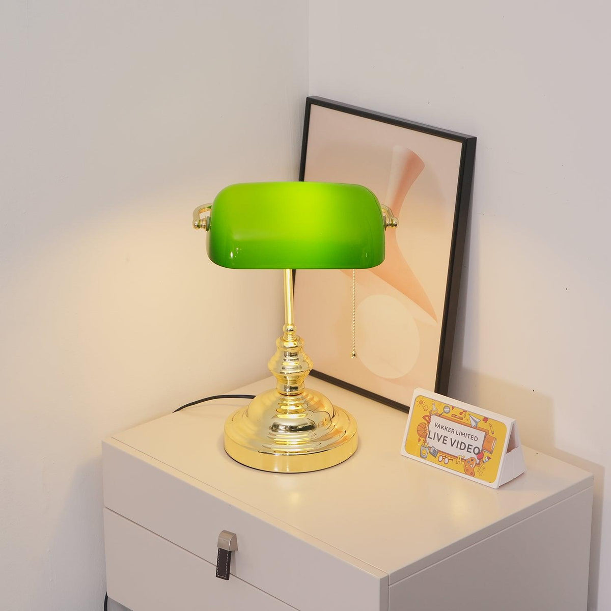 Vintage Bankers Glass Table Lamp — product view 11