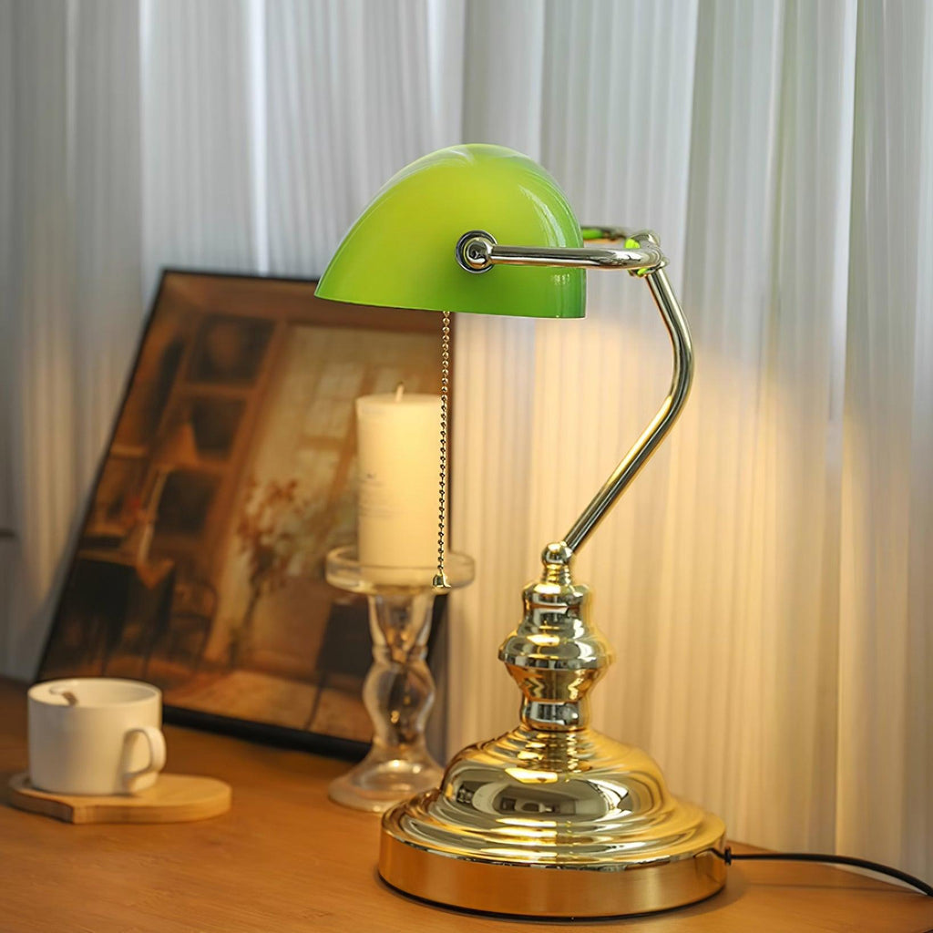 Vintage Bankers Glass Table Lamp — product view 12