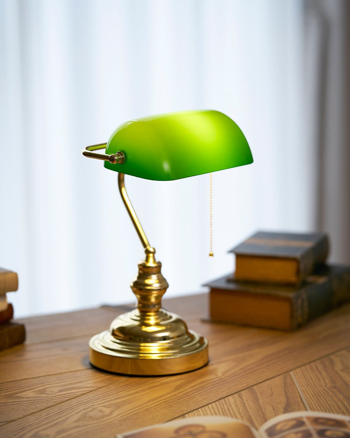 Vintage Bankers Glass Table Lamp — product view 14