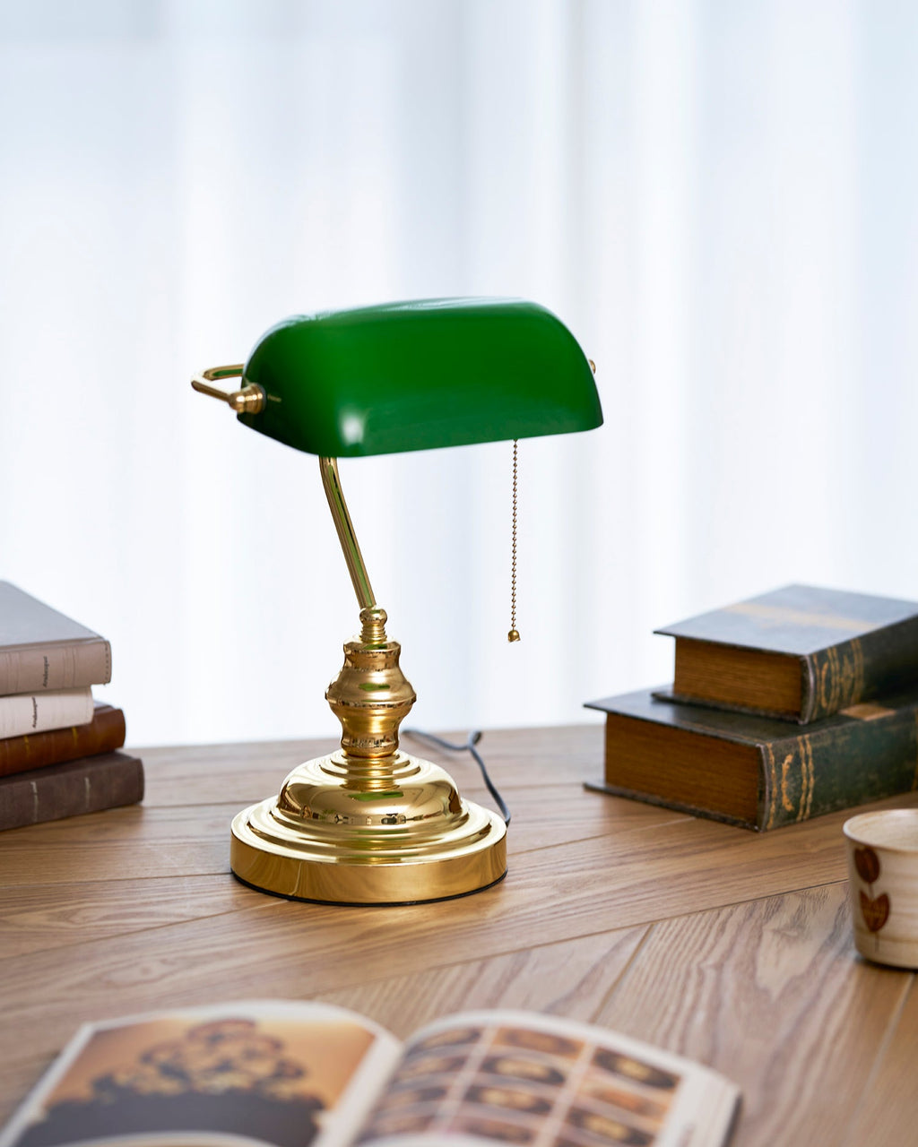 Vintage Bankers Glass Table Lamp — product view 15