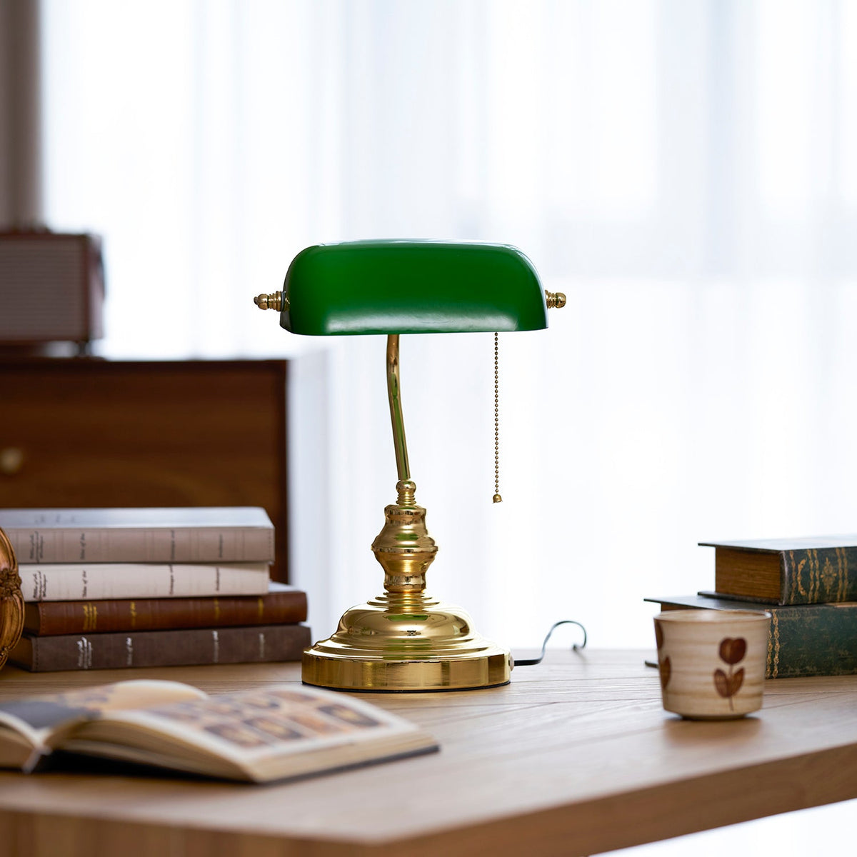 Vintage Bankers Glass Table Lamp — product view 16