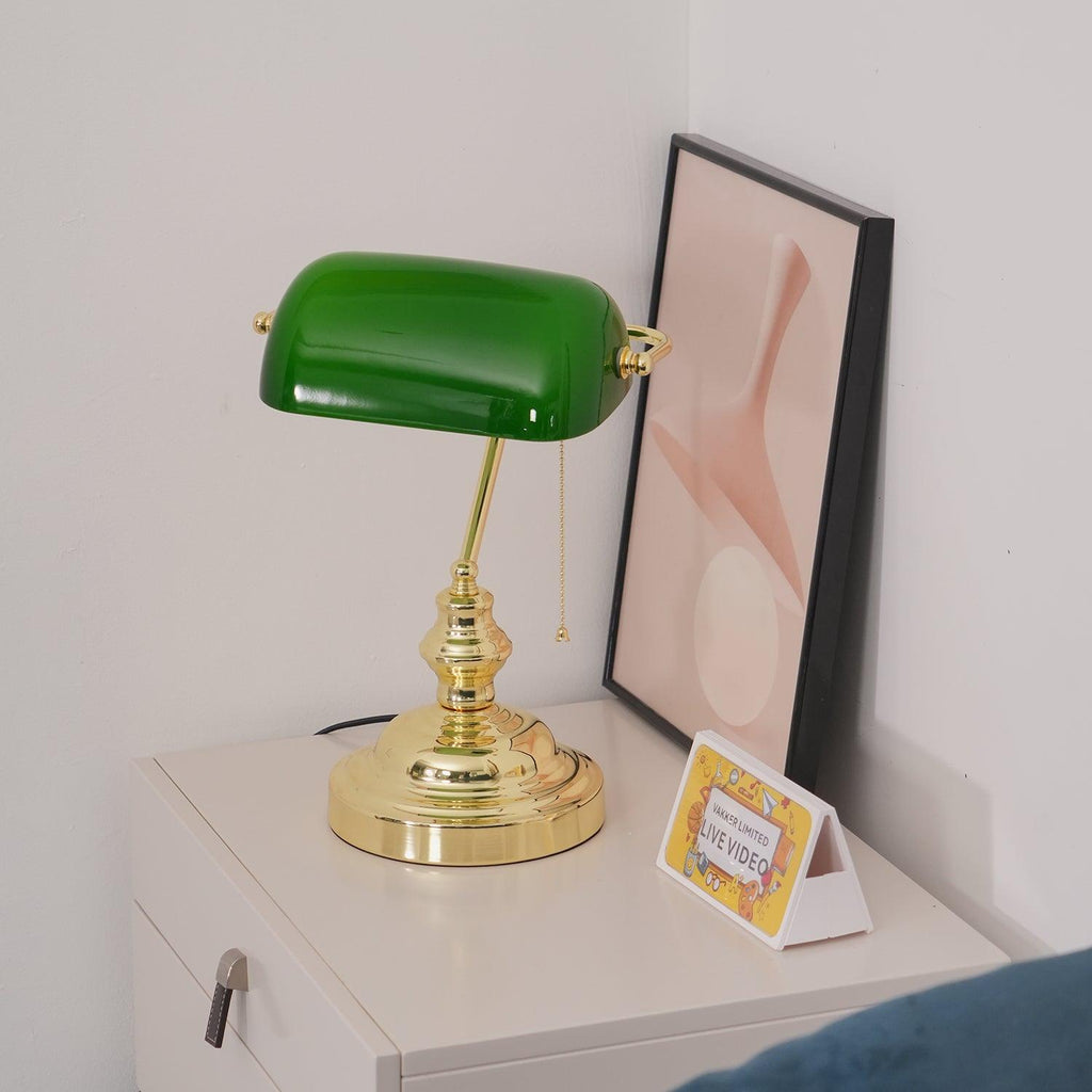 Vintage Bankers Glass Table Lamp — product view 18