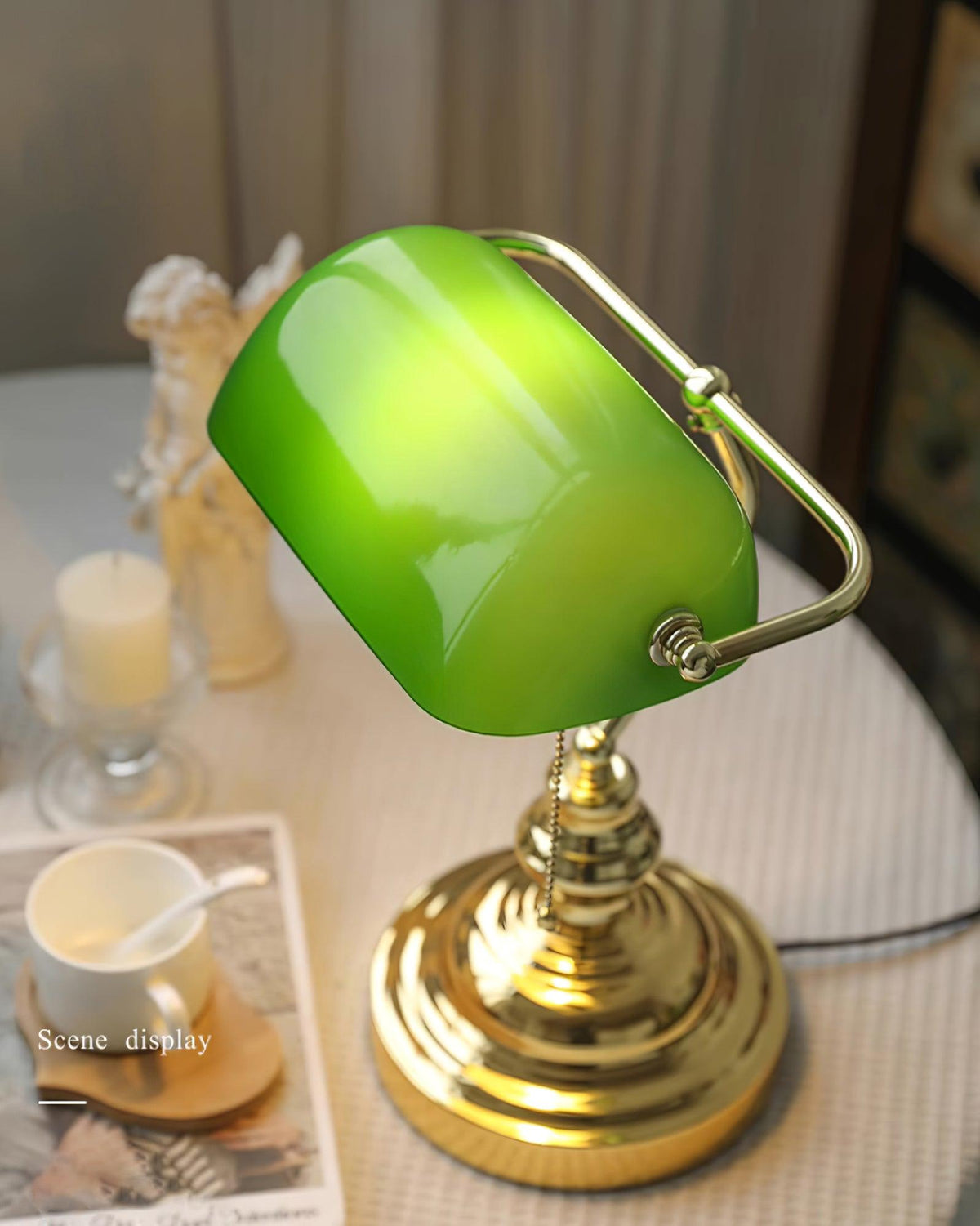 Vintage Bankers Glass Table Lamp — product view 20