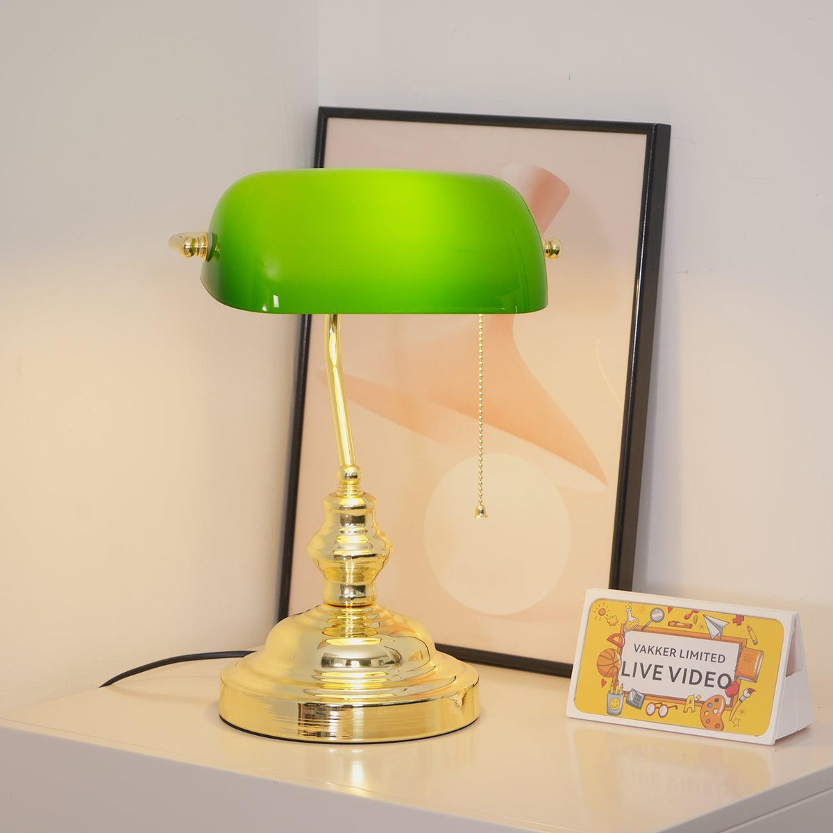 Vintage Bankers Glass Table Lamp — product view 21