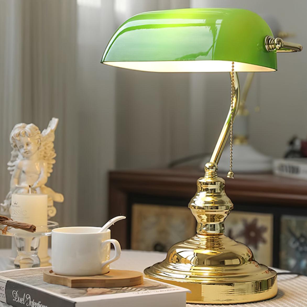 Vintage Bankers Glass Table Lamp — product view 24