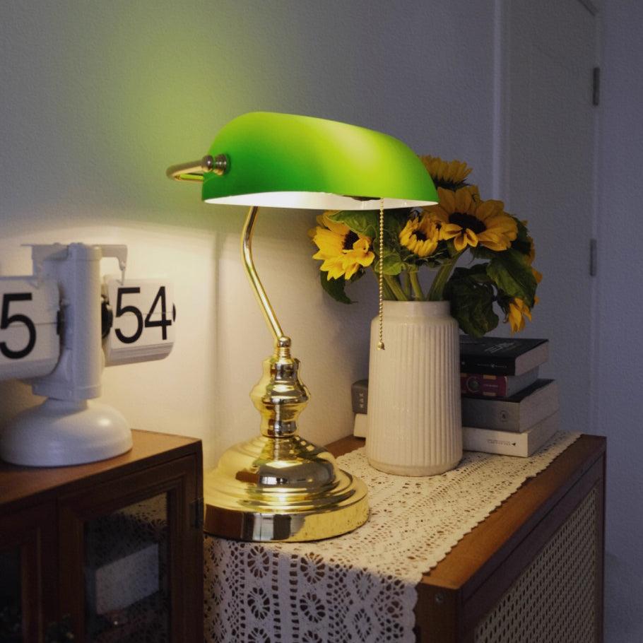 Vintage Bankers Glass Table Lamp — product view 27