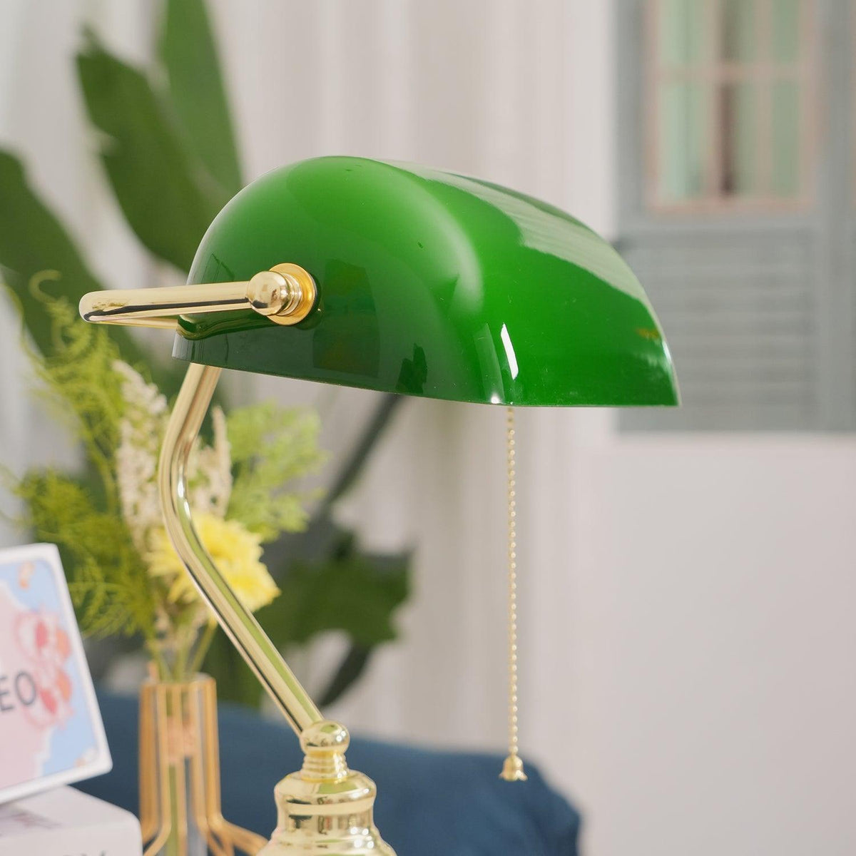 Vintage Bankers Glass Table Lamp — product view 28
