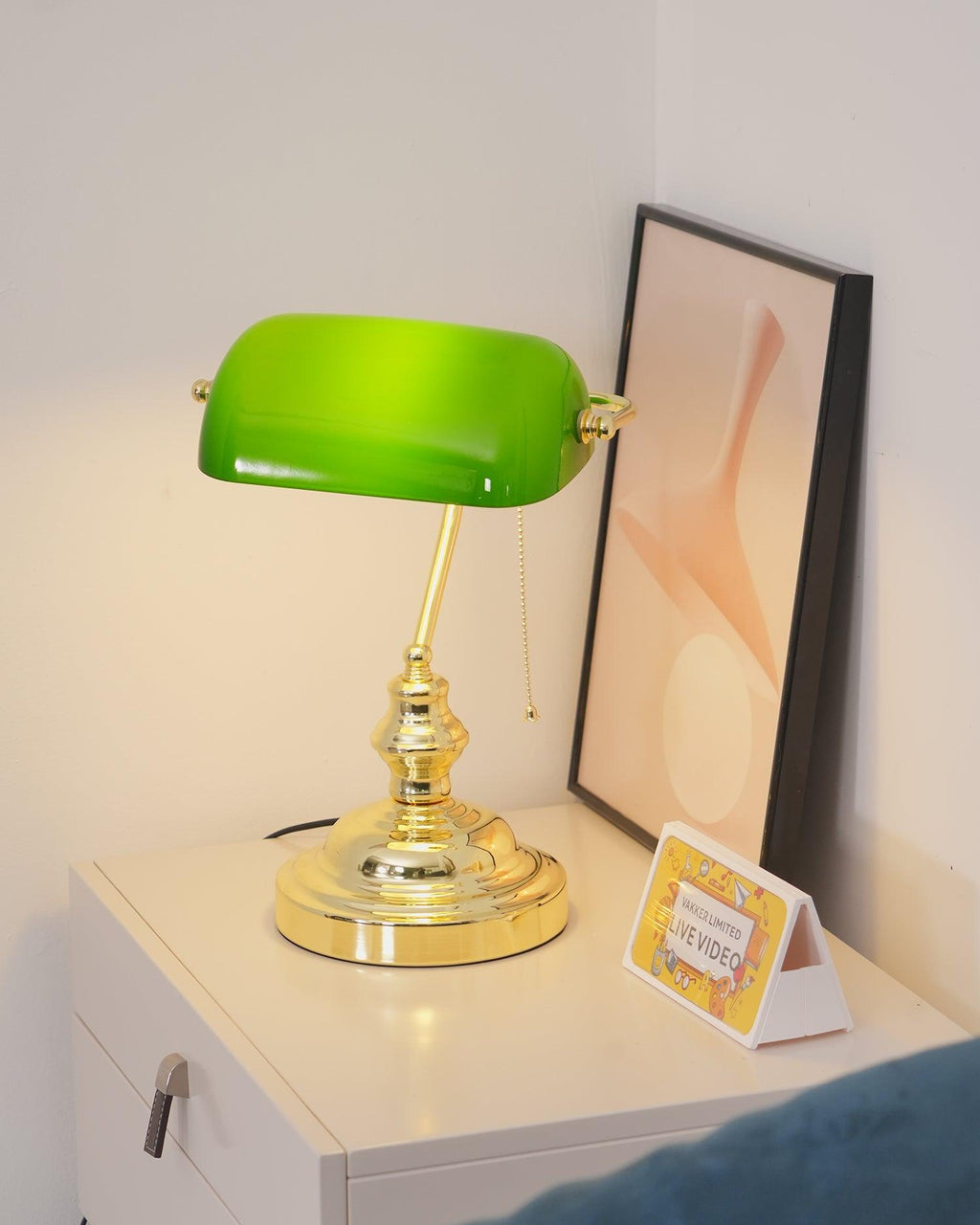 Vintage Bankers Glass Table Lamp — product view 30
