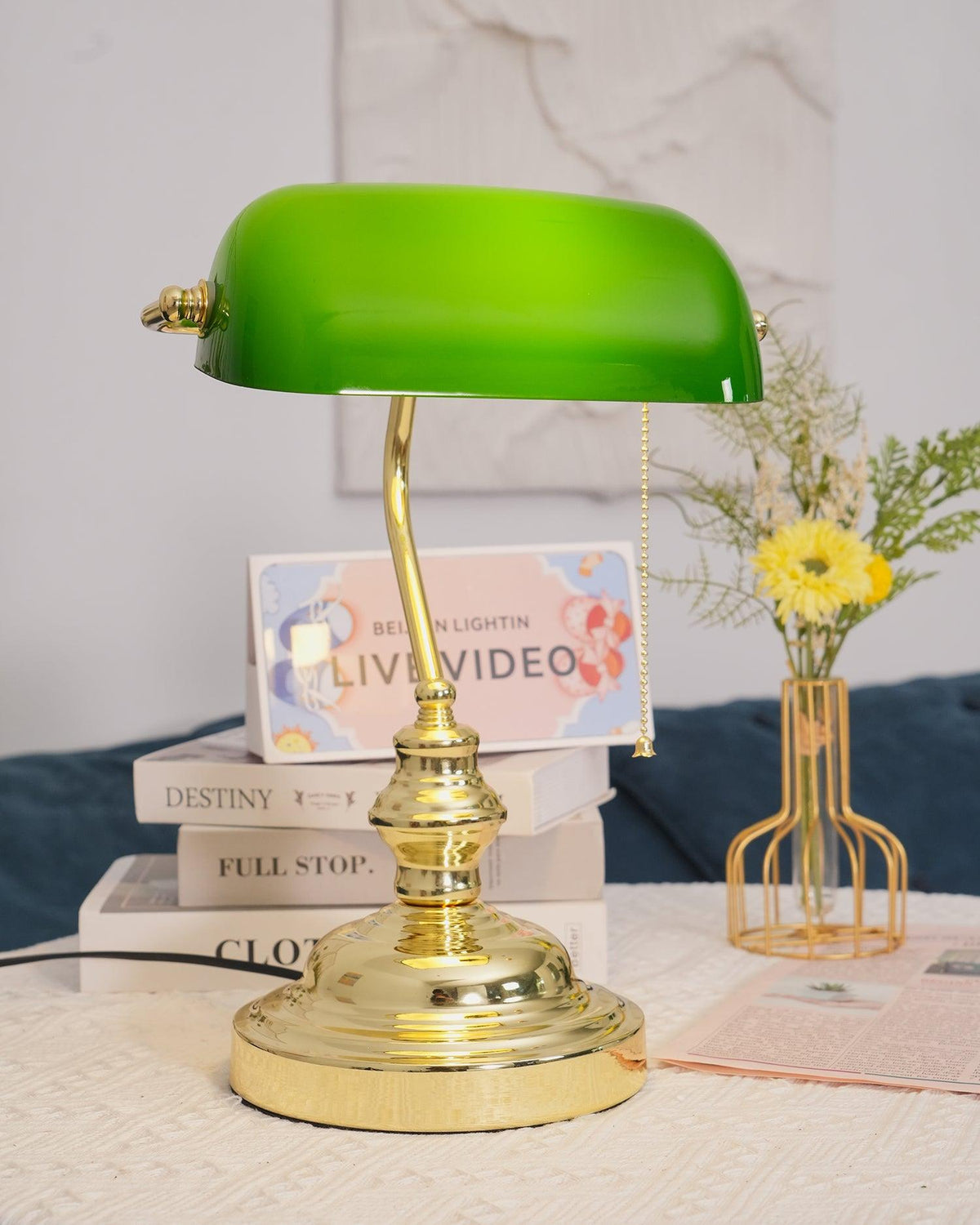 Vintage Bankers Glass Table Lamp — product view 31
