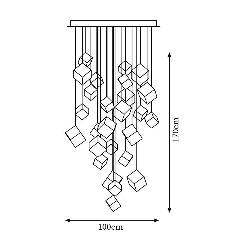 Gold Silver Geometric Glass Chandelier — product view 10