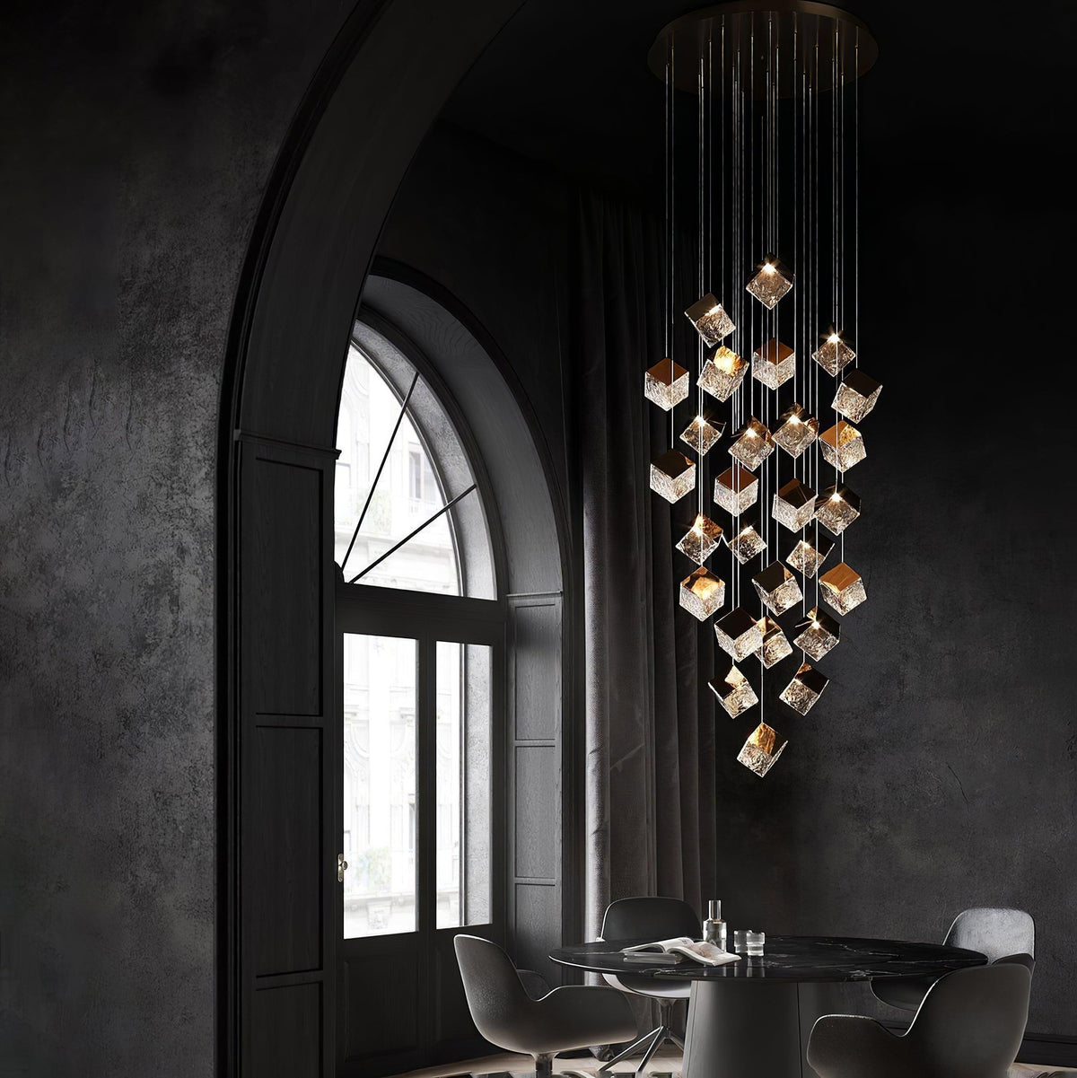 Gold Silver Geometric Glass Chandelier — product view 12