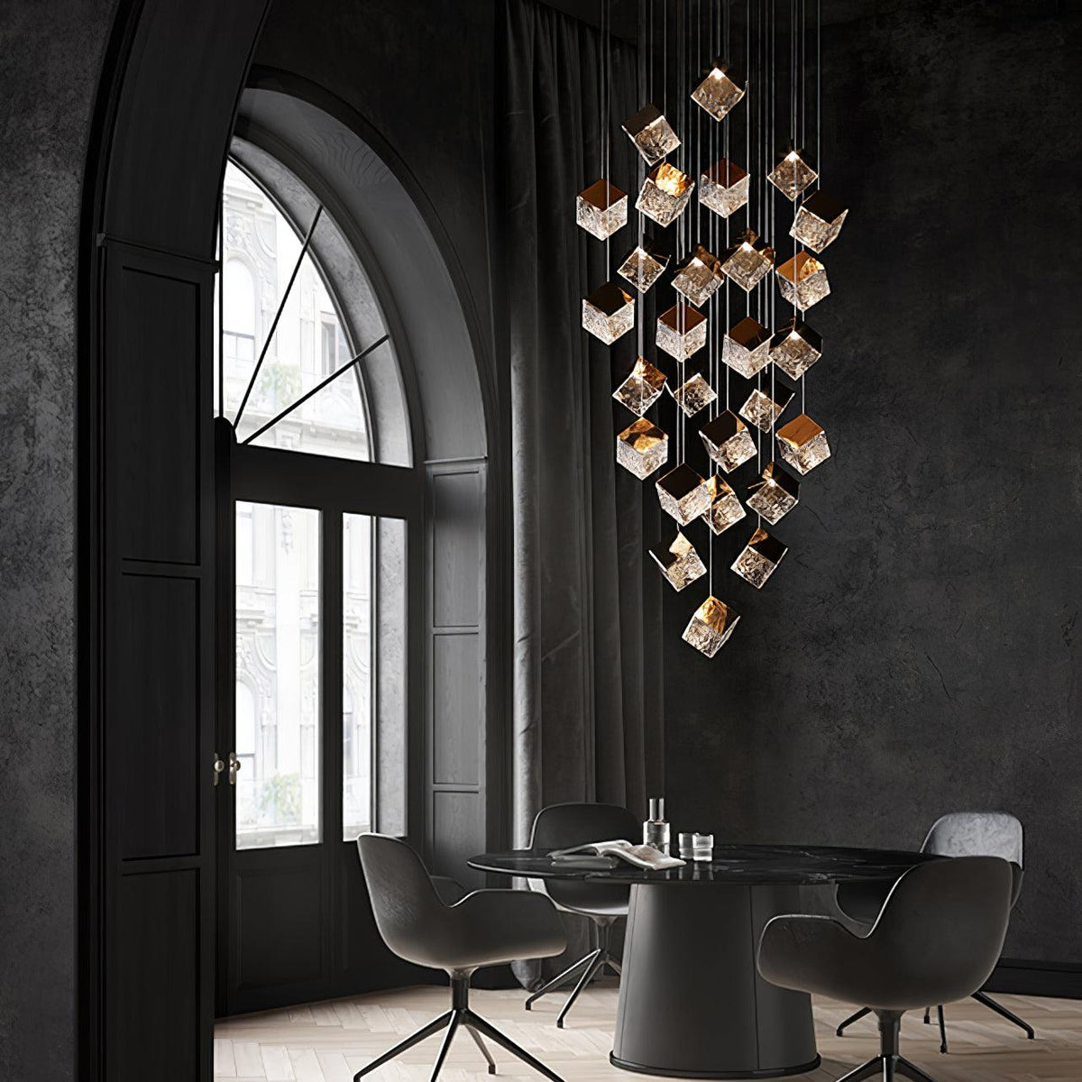 Gold Silver Geometric Glass Chandelier — product view 13