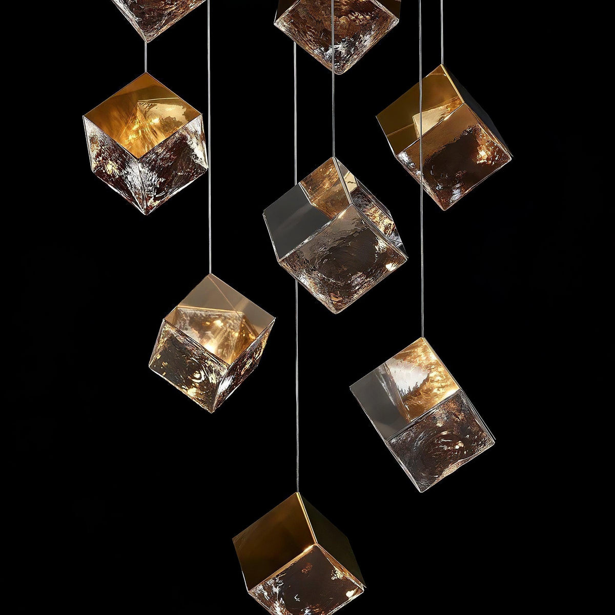 Gold Silver Geometric Glass Chandelier — product view 14