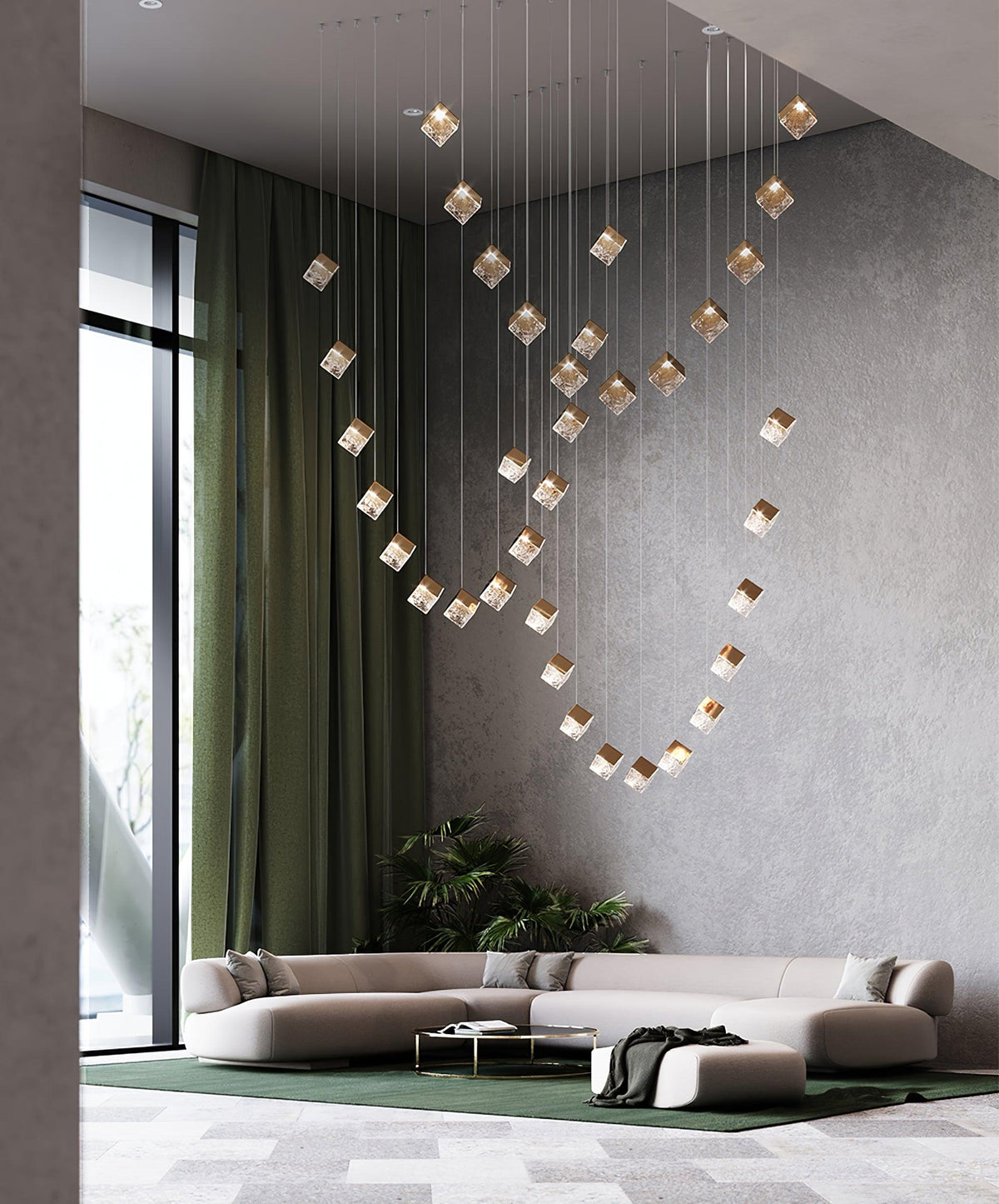 Gold Silver Geometric Glass Chandelier — product view 22