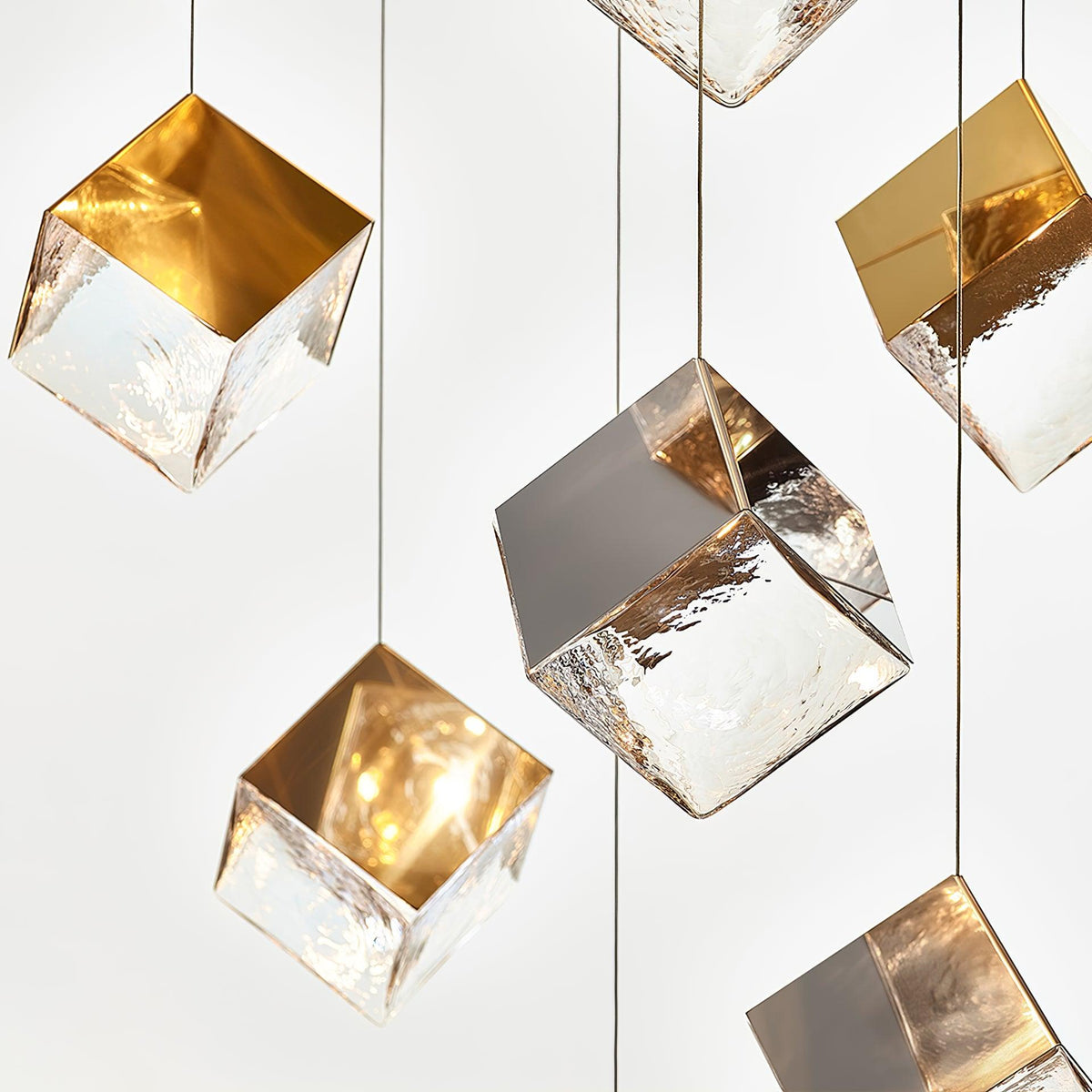 Gold Silver Geometric Glass Chandelier — product view 25