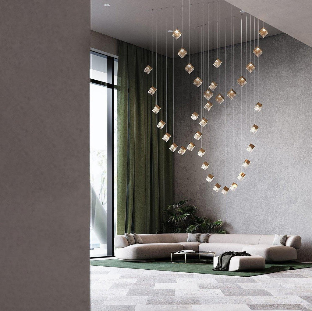 Gold Silver Geometric Glass Chandelier — product view 28