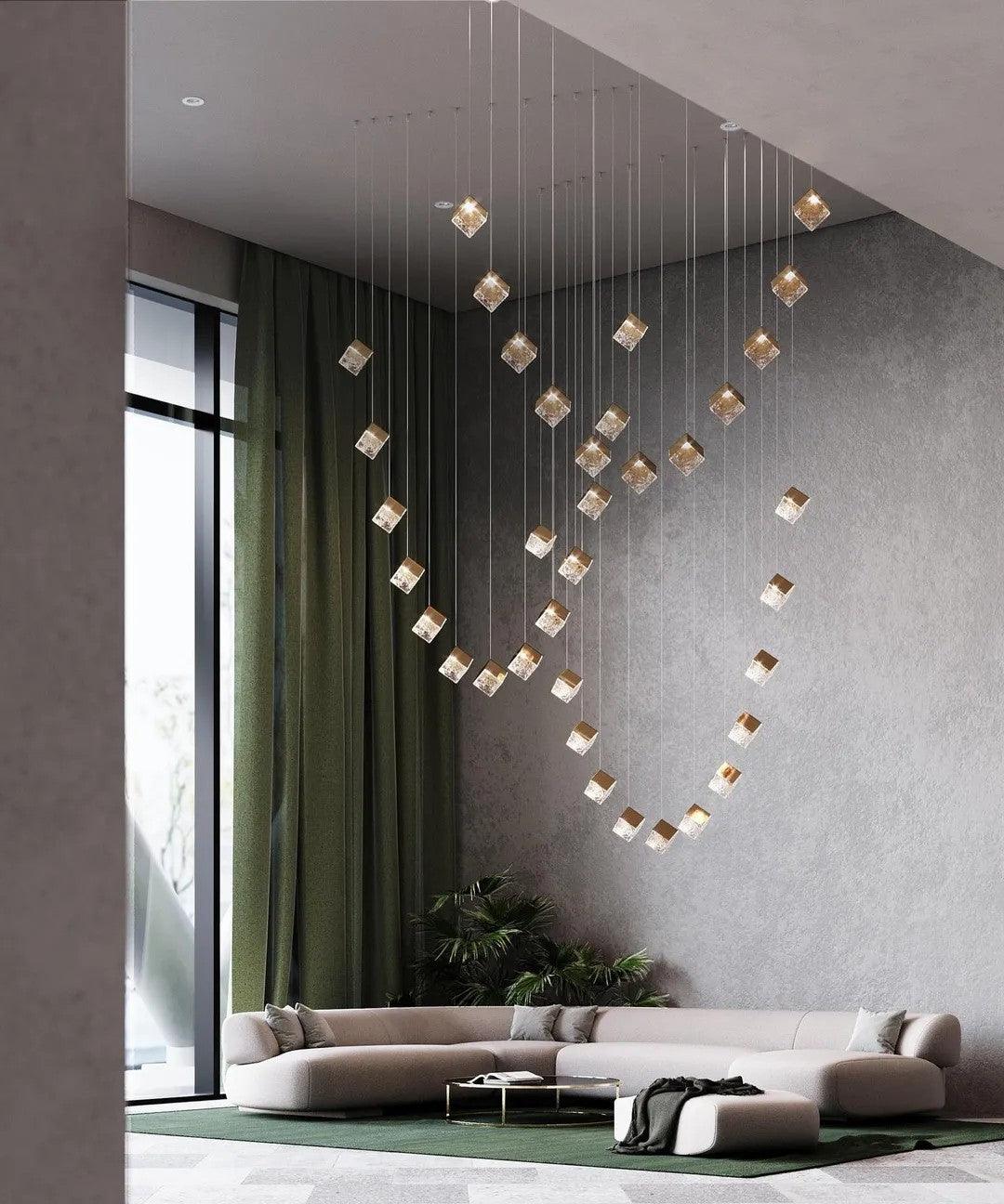 Gold Silver Geometric Glass Chandelier — product view 32