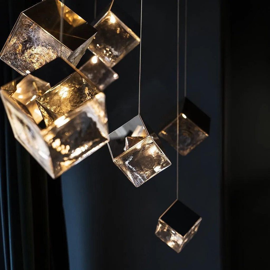 Gold Silver Geometric Glass Chandelier — product view 36