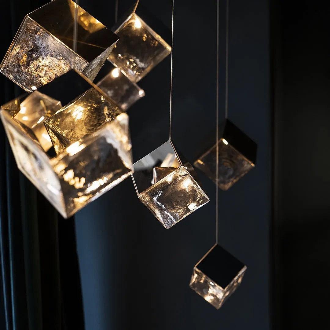 Gold Silver Geometric Glass Chandelier — product view 36