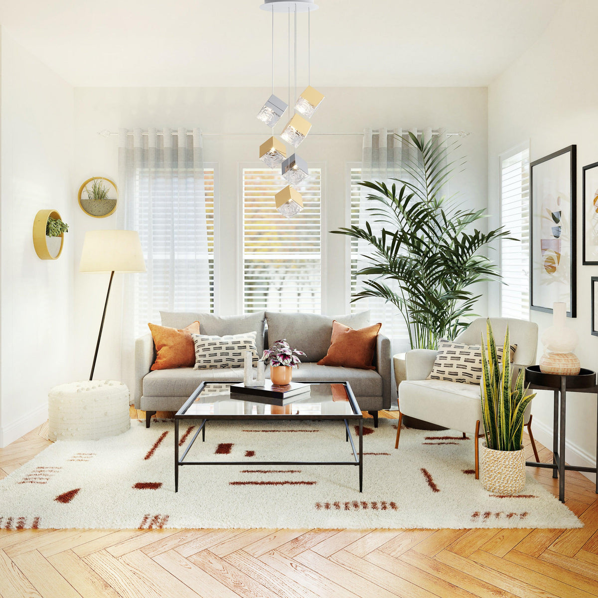 Gold Silver Geometric Glass Chandelier — product view 42