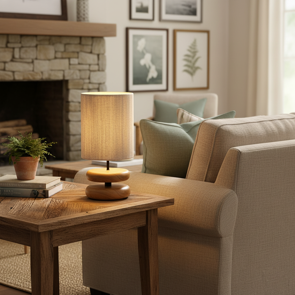 Wooden Modern Bedroom Wood Table Lamp — product view 6
