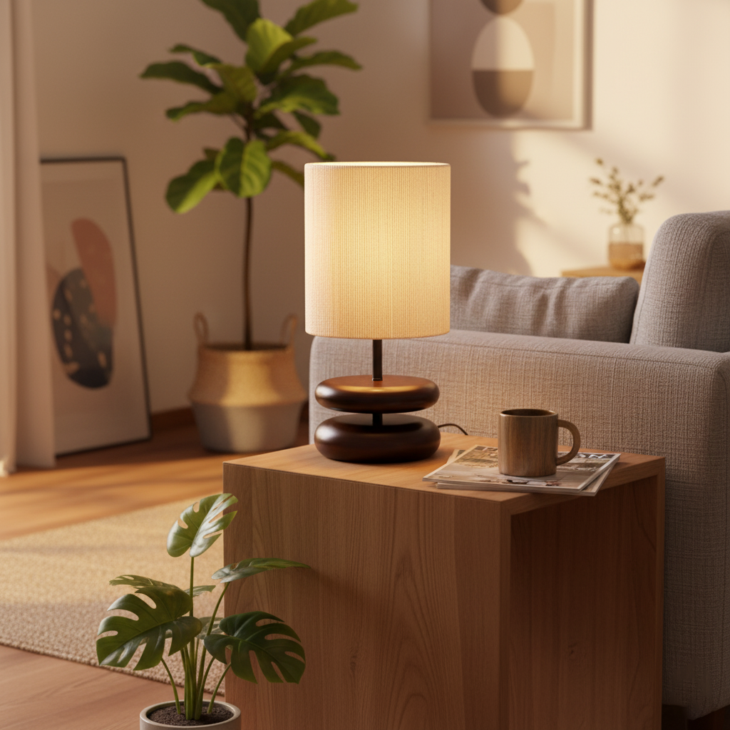 Wooden Modern Bedroom Wood Table Lamp — product view 7